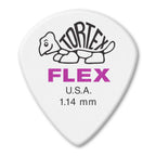 Set of 12 Dunlop Tortex Flex 1.14mm Jazz III XL guitar picks in a player pack, featuring bright orange picks for electric guitar.