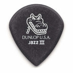 Jim Dunlop Gator Grip Jazz III guitar picks player pack with multiple black picks featuring textured grip for precise playing.