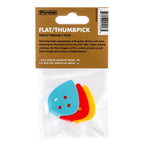 Three Jim Dunlop Herco Medium thumbpicks for guitar playing, shown in a pack with textured grip and durable plastic construction.