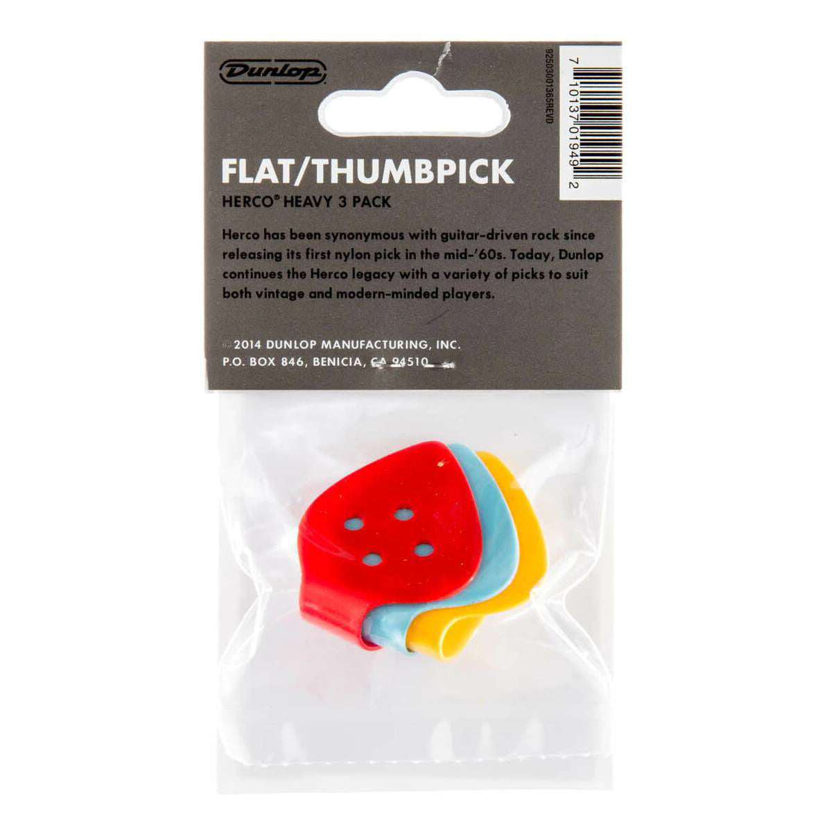 Jim Dunlop Herco Heavy Thumbpicks Guitar Pick Player Pack - 3 pack