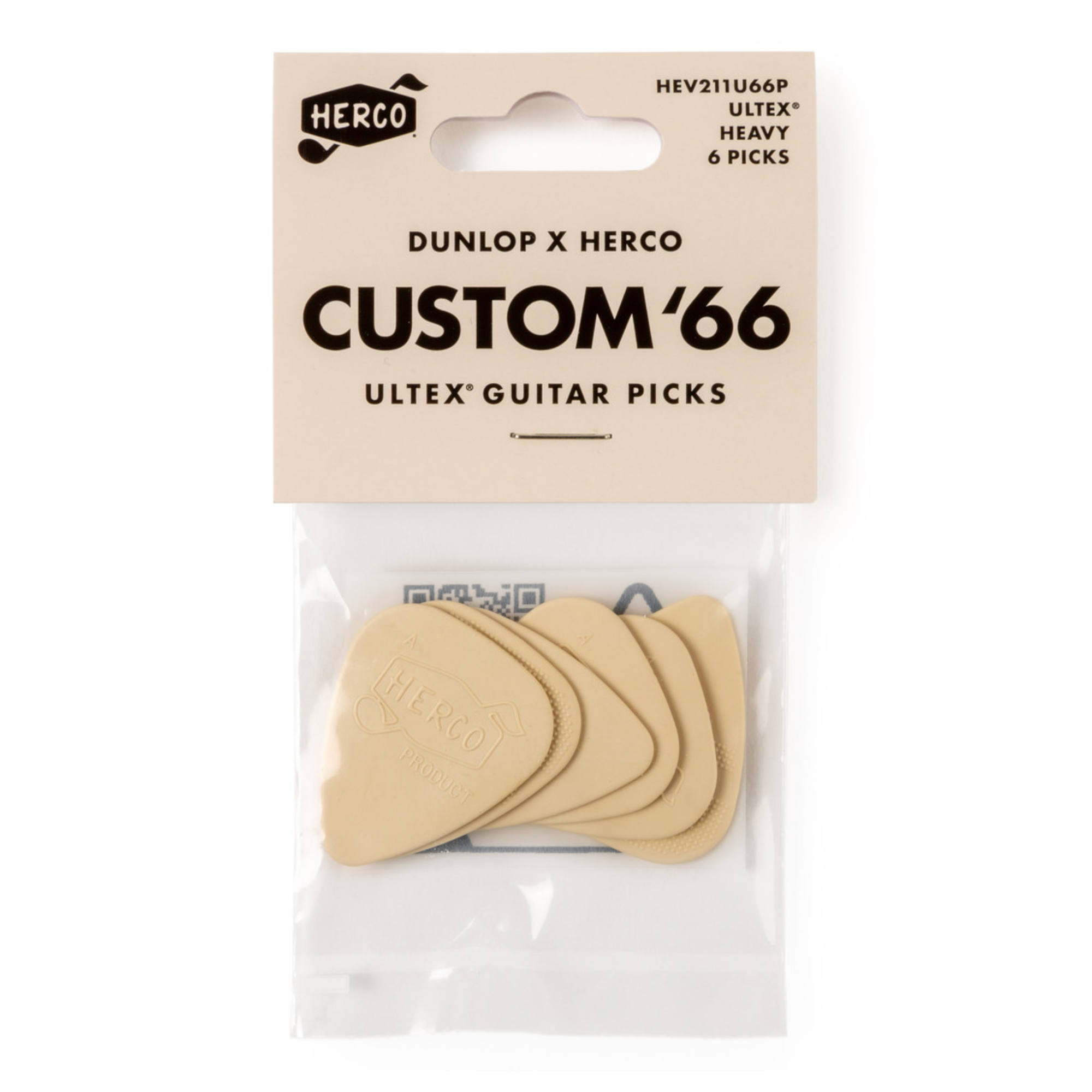 Jim Dunlop Herco JPHEU66 Custom 66 Guitar Picks Players Pack - Cream