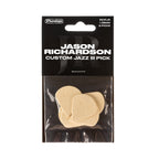 Six Jim Dunlop Jason Richardson Custom Jazz III guitar picks in 1.38mm thickness, featuring a sleek black design with Jason Richardson branding.
