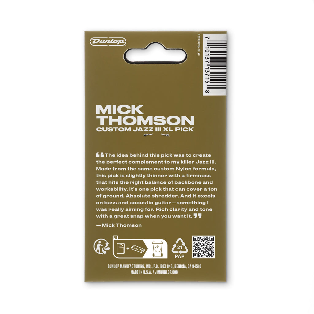 Jim Dunlop JPMTJXL Mick Thomson Custom Jazz III XL Players Pack