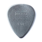 Jim Dunlop JPP110 Nylon Greys Max Grip guitar picks in a players pack, showcasing 12 textured picks in various angles.