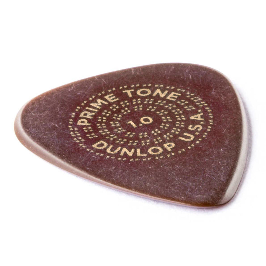 Three Jim Dunlop Primetone 1.0 mm guitar picks in a pack, featuring durable, textured material for precise strumming and picking.