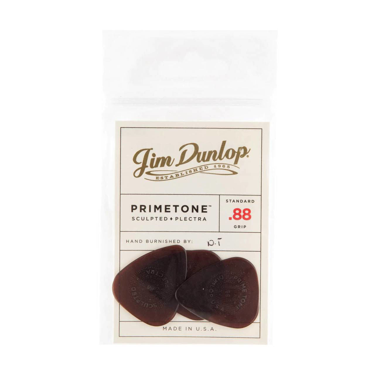 Jim Dunlop .88 mm Primetone Standard with Grip Guitar Pick Player Pack - 3 pack