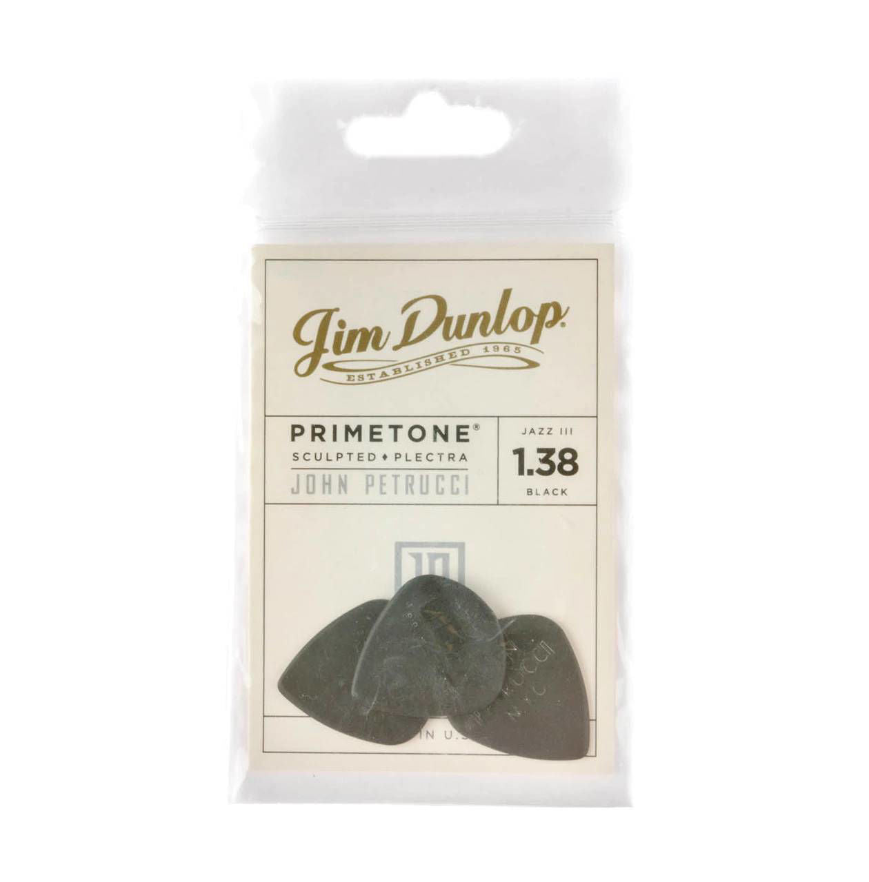 Jim Dunlop JPPBK John Petrucci 1.38mm Primetone Jazz Guitar Pick Player Pack (3 in a pack)