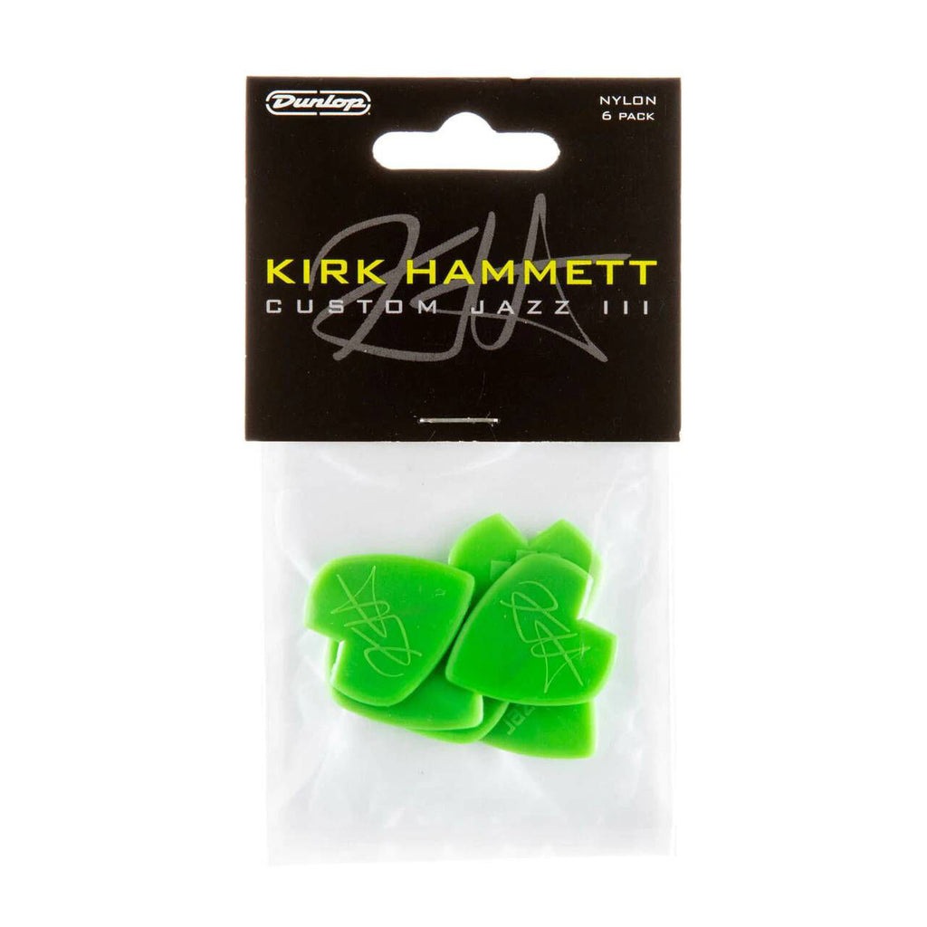 Jim Dunlop Kirk Hammett guitar picks player pack with multiple Dunlop guitar picks in a plastic case.