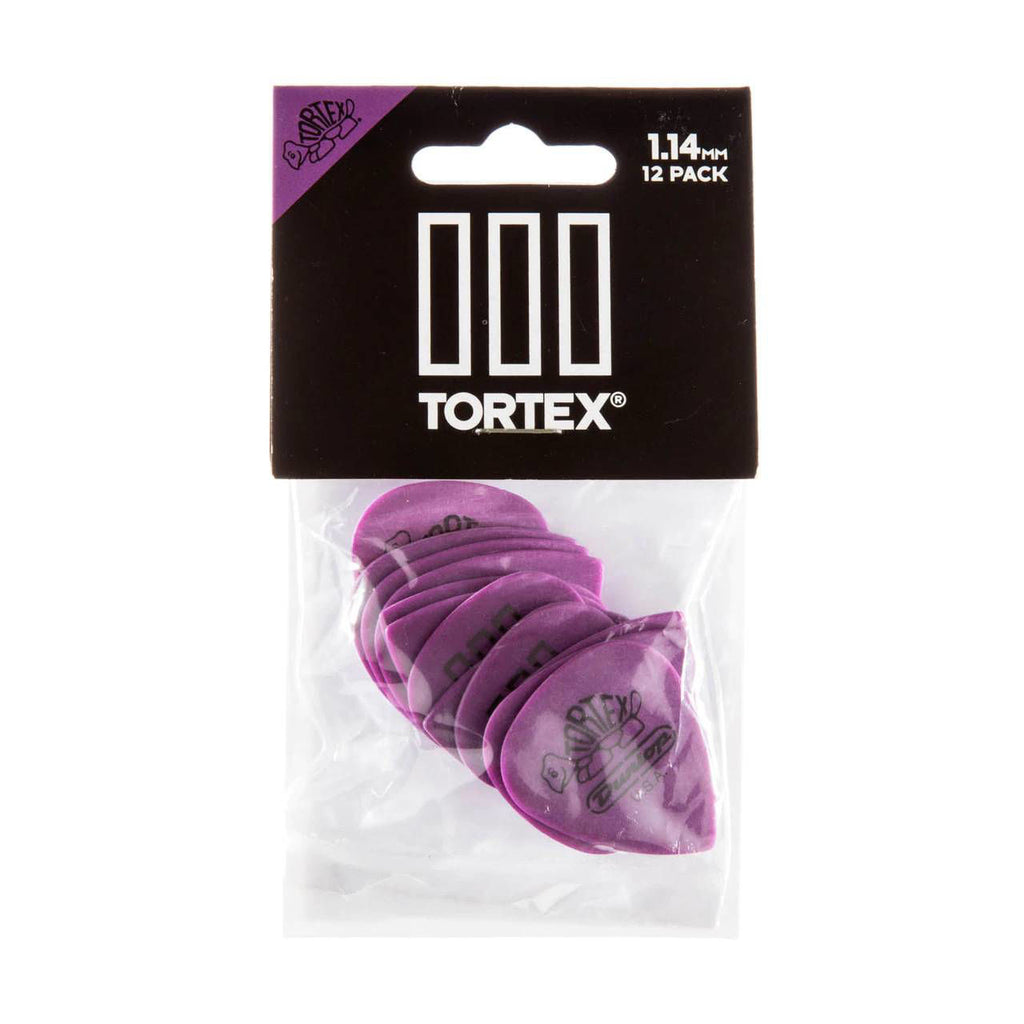 Jim Dunlop Tortex T3 1.14mm guitar picks in a pack, featuring durable, professional-grade picks for guitar players.