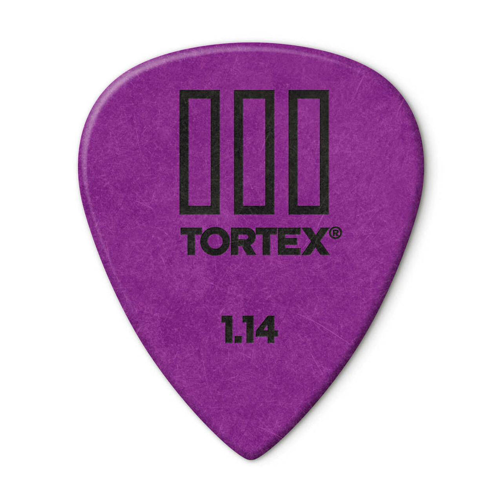 Set of 12 Jim Dunlop Tortex T3 guitar picks, 1.14mm thickness, in vibrant colors, designed for versatile playing and grip.