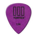 Set of 12 Jim Dunlop Tortex T3 guitar picks, 1.14mm thickness, in vibrant colors, designed for versatile playing and grip.