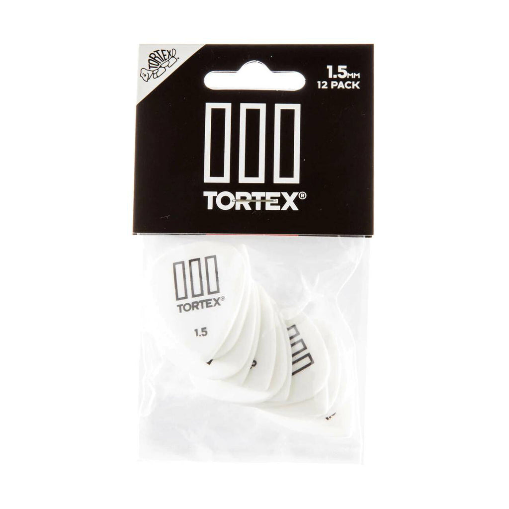 Jim Dunlop Tortex T3 1.5mm guitar picks in a pack, featuring durable, professional-quality picks for versatile guitar playing.