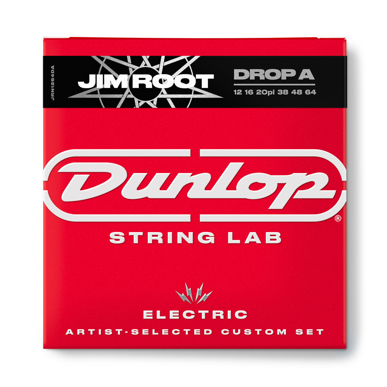 Jim Dunlop Jim Root Signature Drop A guitar strings set, electric guitar strings in 12-64 gauge, with packaging visible.