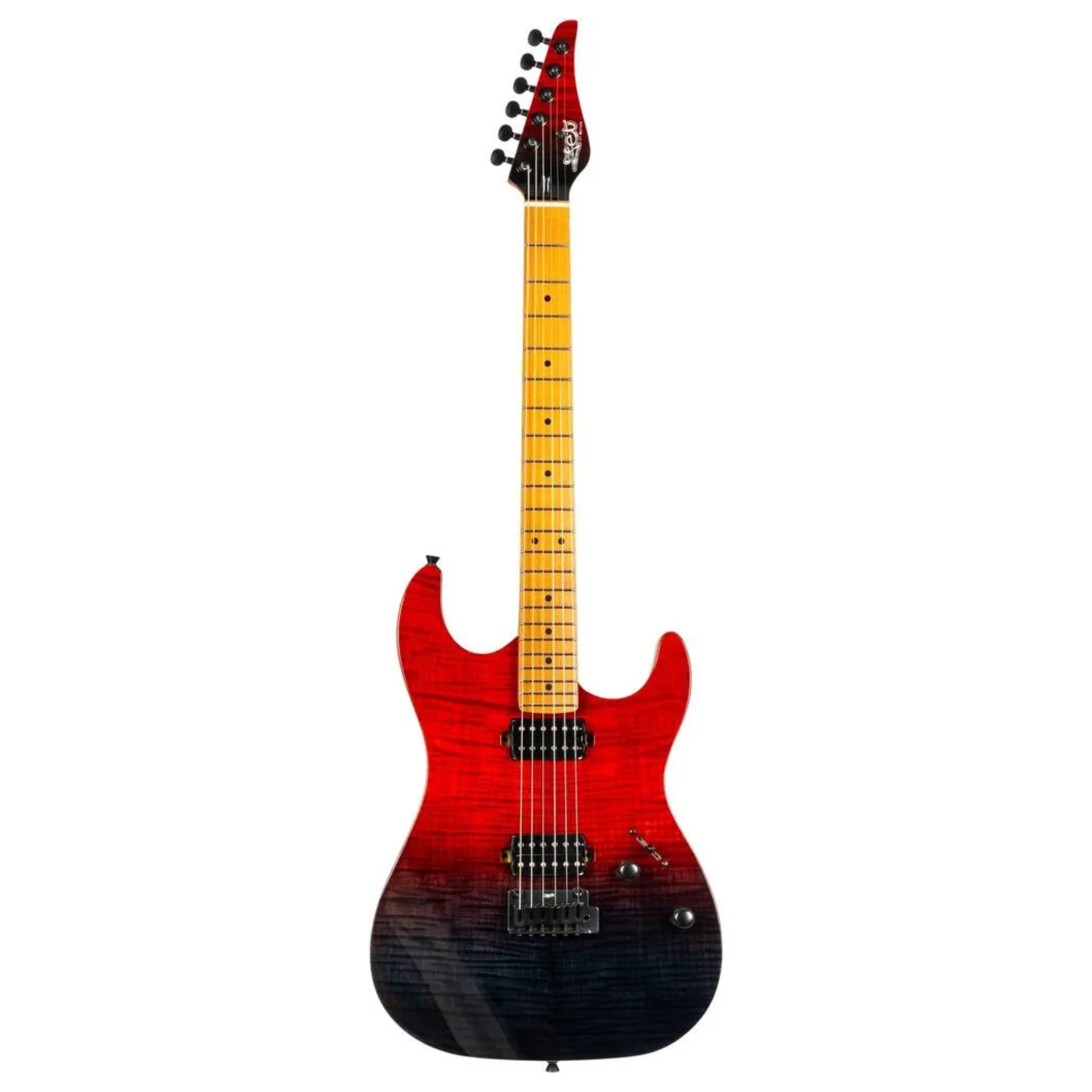 Jet JS-1000-VULCANO Electric Guitar - Flamed Transparent Red