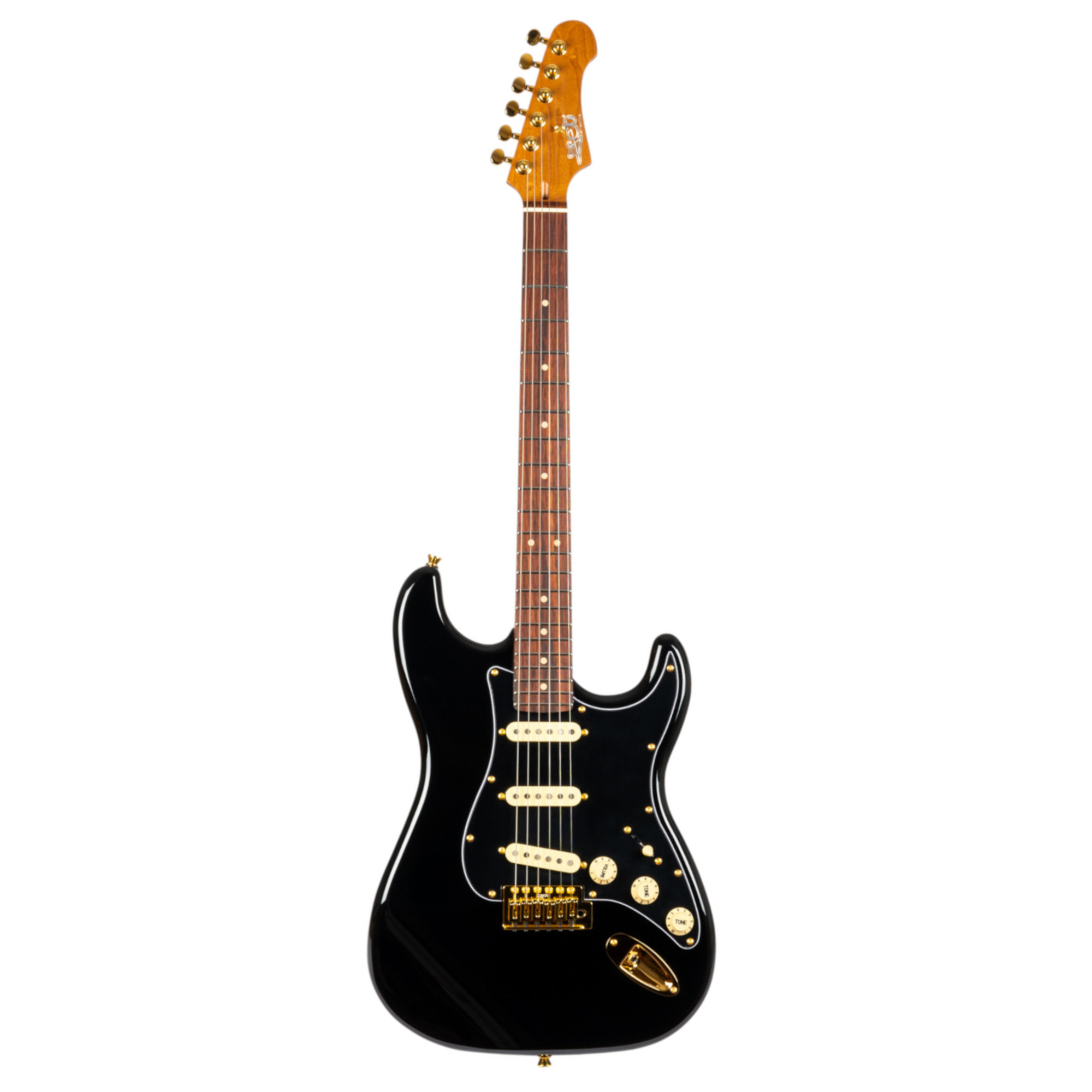 Jet JS380 SSS Electric Guitar, Roasted Maple Neck with Rosewood FB - Black