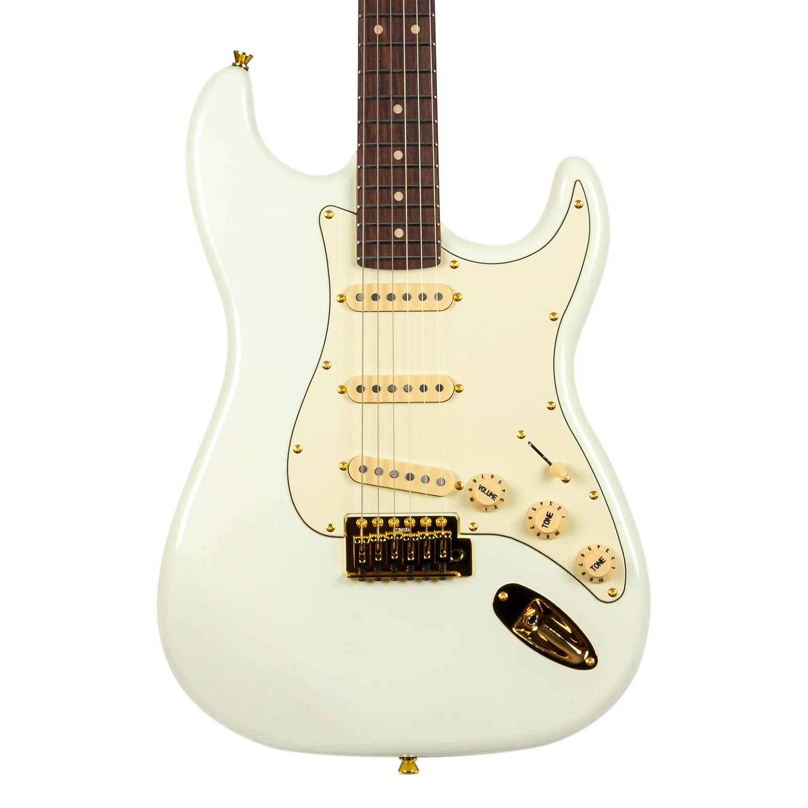 Jet JS380 SSS Electric Guitar, Roasted Maple Neck with Rosewood FB - Olympic White