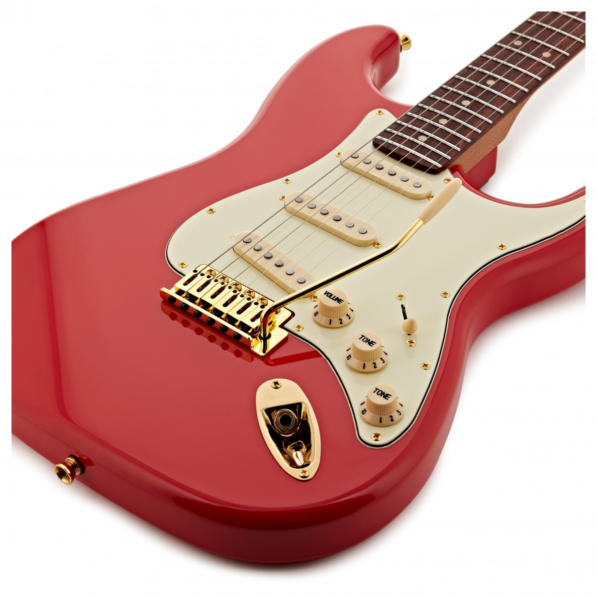 Jet JS380 SSS Electric Guitar, Roasted Maple Neck with Rosewood Fretboard - Red
