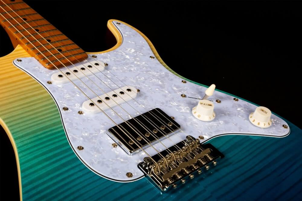 Jet JS-450 HSS Electric Guitar with Maple Fretboard - Transparent Blue