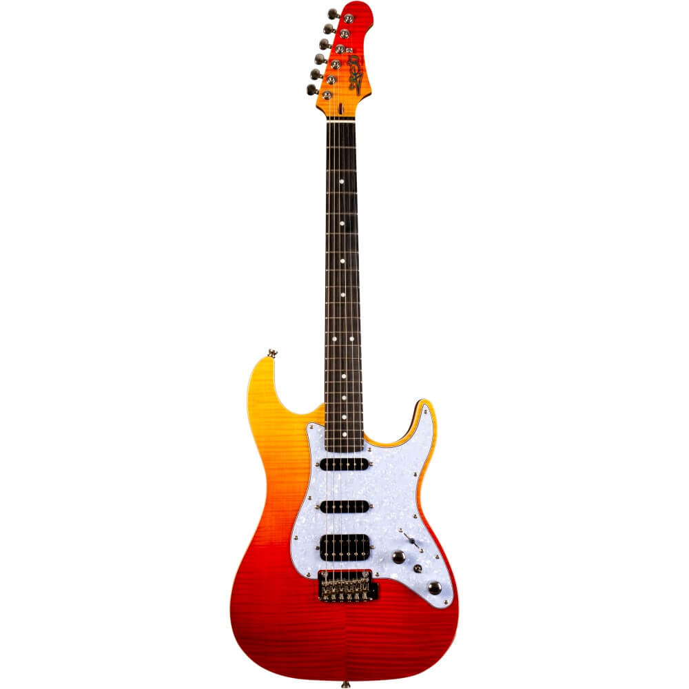 Jet JS-600 HSS Electric Guitar with Ebony Fretboard - Transparent Red
