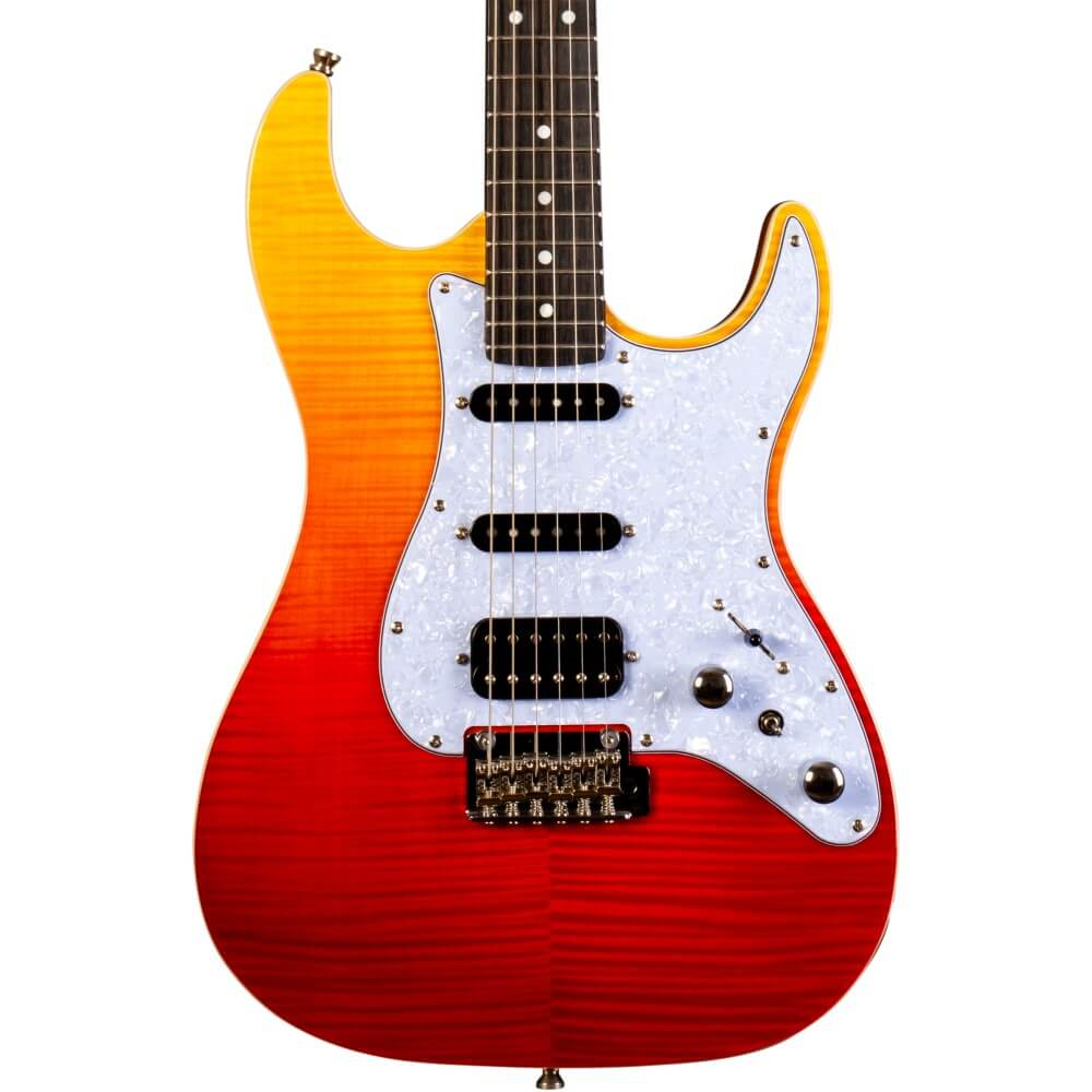 Jet JS-600 HSS Electric Guitar with Ebony Fretboard - Transparent Red