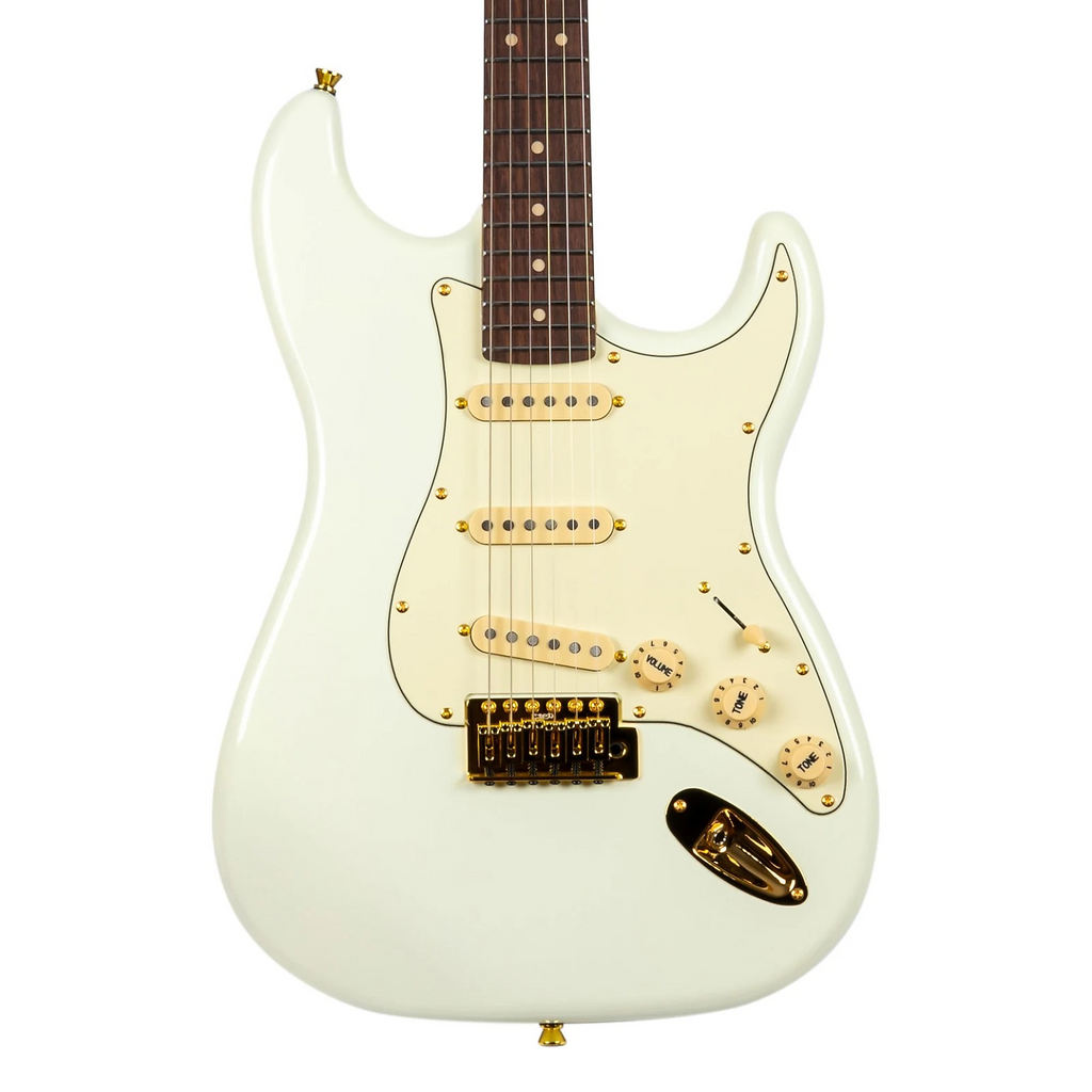 Jet JS380 SSS Electric Guitar, Roasted Maple Neck with Rosewood FB - Olympic White