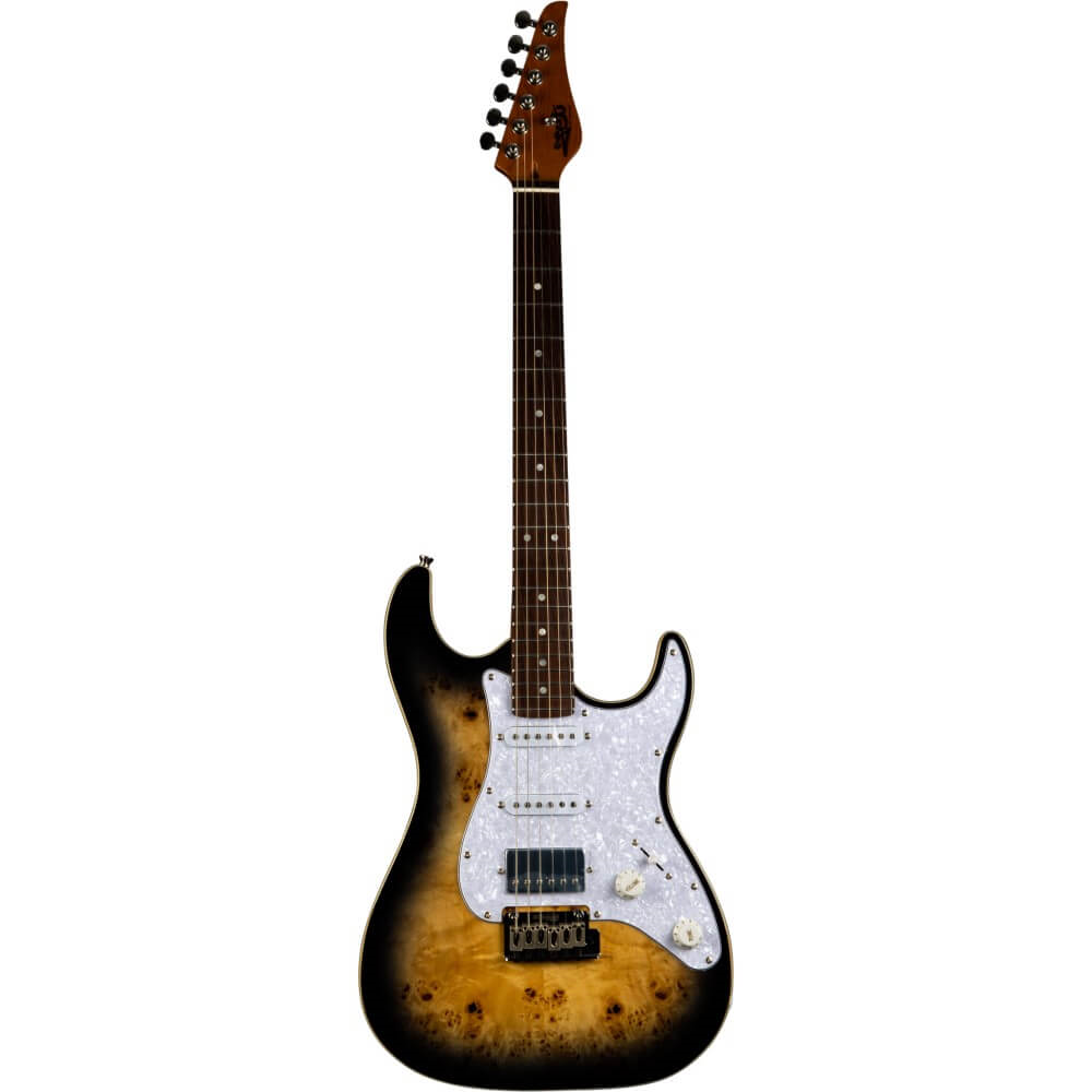 Jet JS-450 QTBR HSS Electric Guitar with Rosewood Fretboard - Transparent Brown