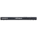 Roland JUNOD6 61-key synthesizer keyboard with control knobs and keys, displaying the sleek design of the Roland JUNOD6 synth.