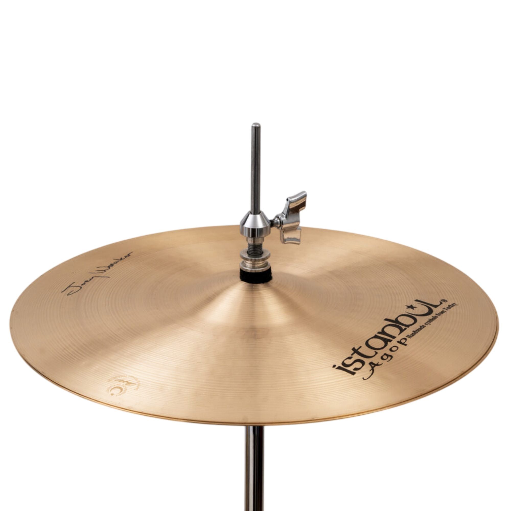 Istanbul Istanbul Agop Joey Waronker Signature Hi-Hats single cymbals set with shiny, detailed metal surface and logo engraving.