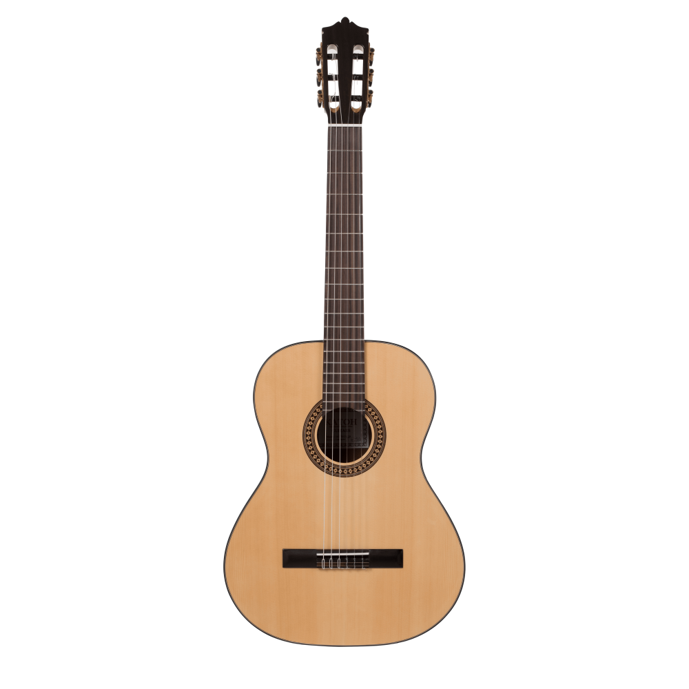 Katoh MCG20 1/2 classical acoustic guitar, compact size with a natural wood finish, ideal for beginners and young players.