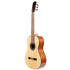 Katoh MCG40S classical guitar with solid spruce top and sapele back and sides, showcasing a traditional design and natural wood finish.