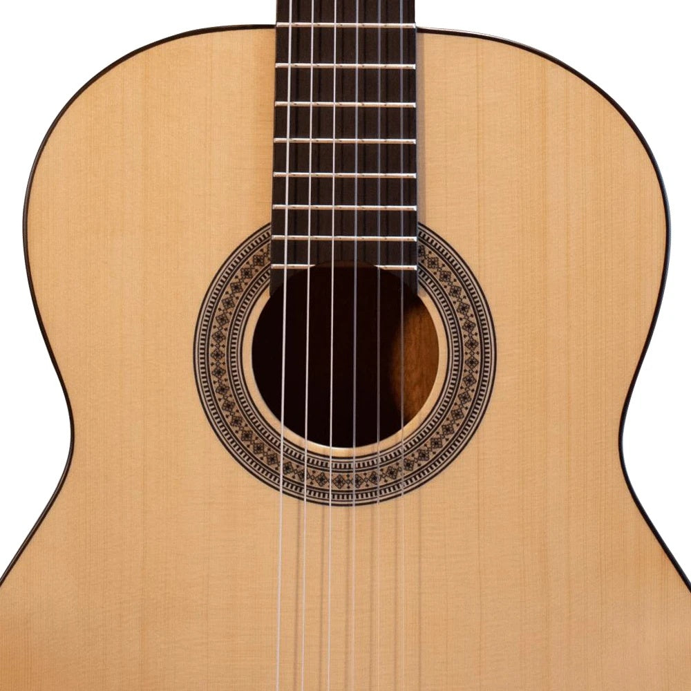 Katoh MM4S satin classical guitar with nylon strings, wooden body, and traditional design, ideal for beginners and classical music.