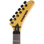 Kramer 50th Anniversary Baretta electric guitar in gold finish, showcasing its sleek body and distinctive design.