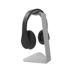 Silver Kanto KANH1S headphone stand with sleek design, perfect for organizing and displaying headphones on a desk.