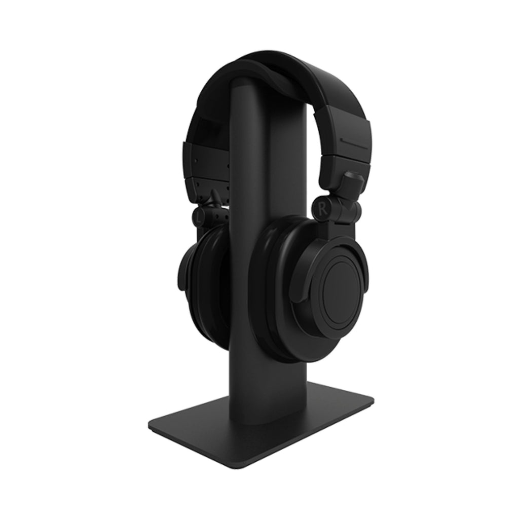 Black Kanto KANH2 premium headphone stand with sleek design and sturdy construction for headphone storage.
