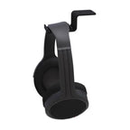 Black Kanto KANHH under-desk headphone hanger mounted on a desk, designed for organizing headphones with a sleek, space-saving style.