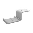 White Kanto KANHHW under desk headphone hanger mounted on a desk edge for organized headphone storage.