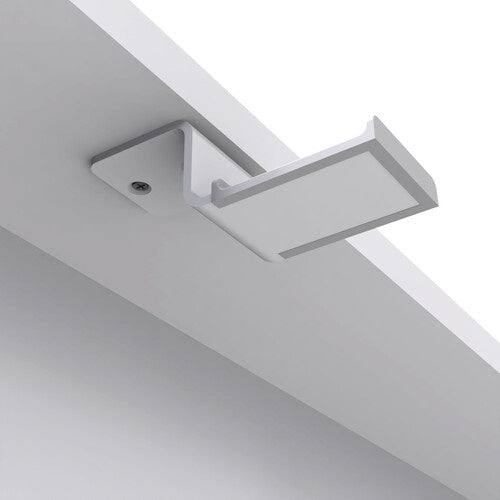 White Kanto under desk headphone hanger mounted on a desk, designed to hold headphones with a sleek and sturdy bracket.