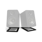 Black Kanto large desk top tilted speaker stands with adjustable angles for optimal audio positioning.