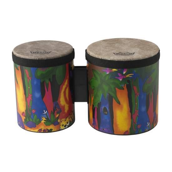 Remo Kids Percussion Bongo Drum - Fabric Rain Forest 5-6 inch
