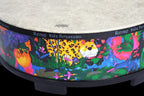 Remo 22-inch gathering drum head for KD-5822-01 drum, showing the white drum head with Remo branding and black rim edges.