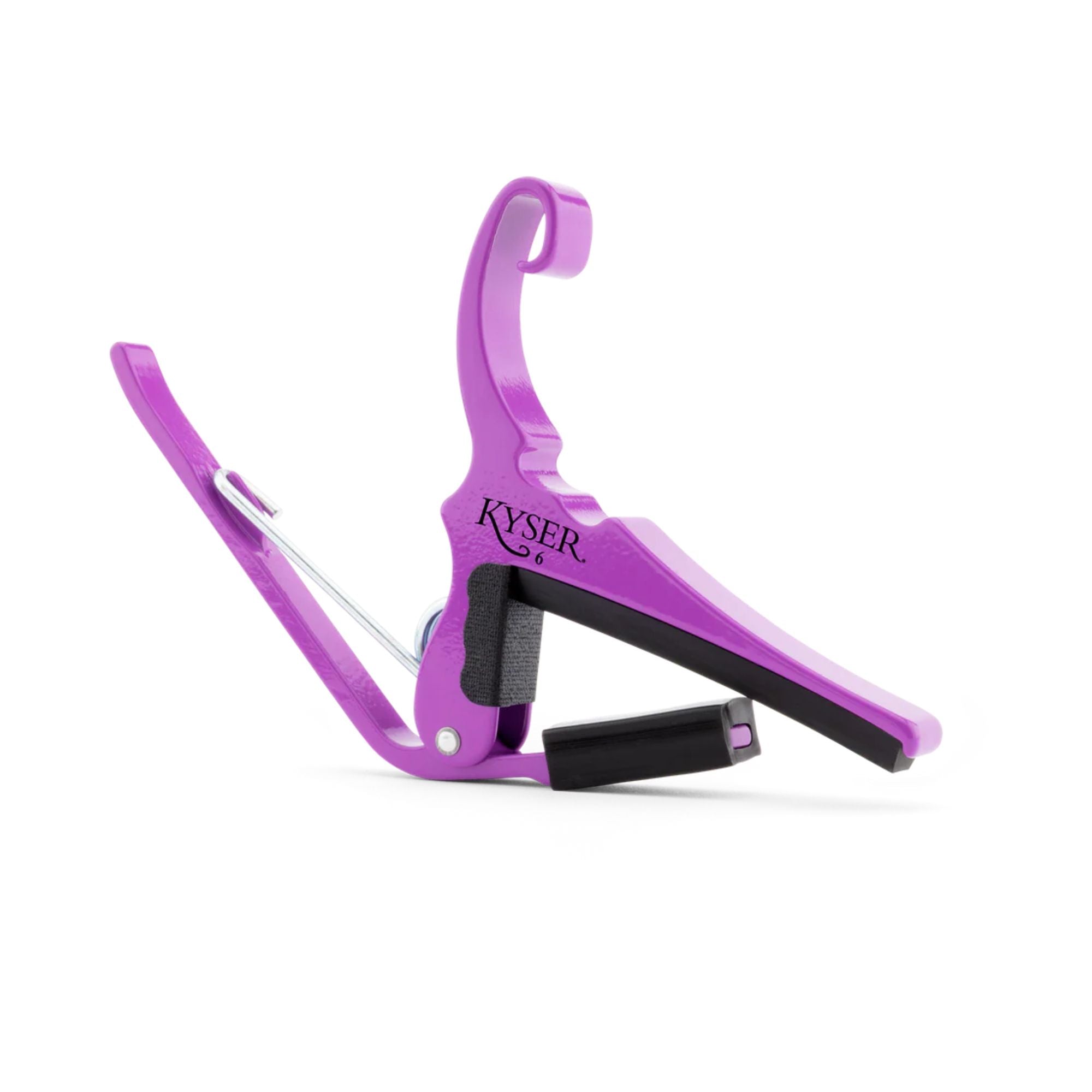 Kyser Color Waves Purple Rain guitar capo for acoustic and electric guitars, featuring vibrant purple design and easy clamp mechanism.