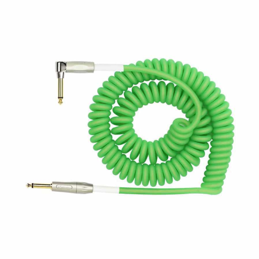 Kirlin IMK202GR 30ft Premium Coil Green Guitar Cable Right Angle - Straight