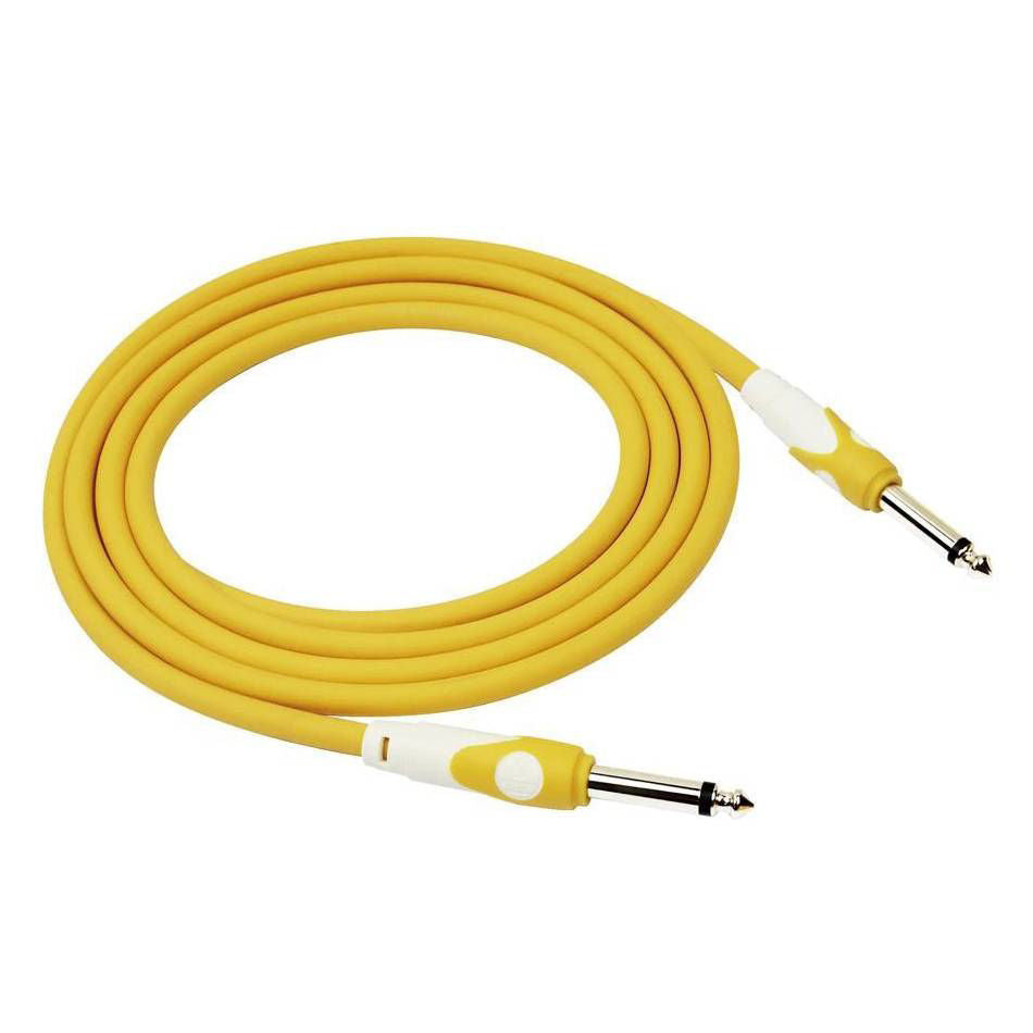 Yellow 20ft Kirlin guitar cable, high-quality instrument lead with durable connectors and flexible design for musicians.