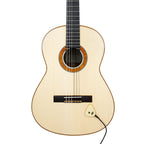 KNA AP2 acoustic guitar pickup with volume control mounted on guitar, featuring compact design and adjustable knob for sound tuning.