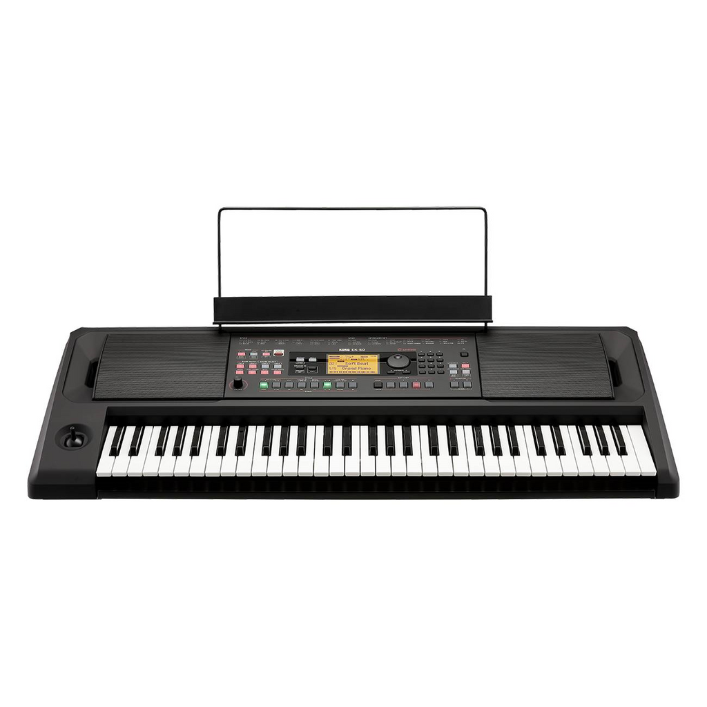 Korg EK-50L Entertainer Limitless black stage keyboard with multiple control buttons and a compact design for performance.