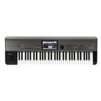 Korg Krome EX 61-key workstation synthesizer with control knobs and keyboard, ideal for music production and live performance.