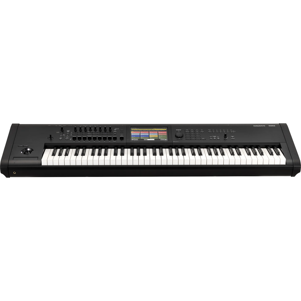 KORG KRONOS 3 music workstation featuring 73 weighted hammer action keys in a sleek design.