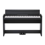 Korg LP-380 88-key black digital piano with sleek design and full-sized keys, ideal for home or studio music playing.