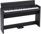 Korg LP-380 black 88-key digital piano with sleek design and full-sized keys, suitable for home and stage use.