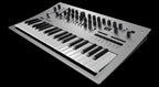 Korg Minilogue synthesizer keyboard with control knobs and display, perfect for music production and sound design.